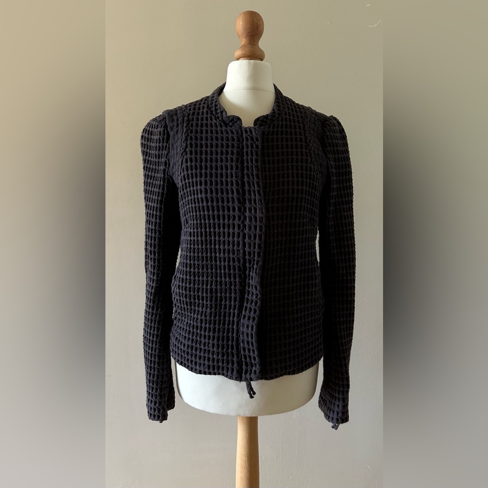 Vanessa Bruno 100% cotton waffle texture “distressed” moto jacket size 38